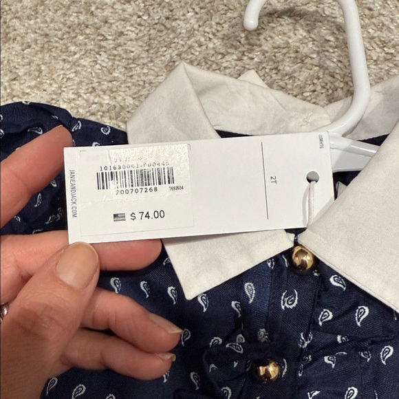 Janie and Jack Navy Dress with Horse Pattern - Picture 6 of 8